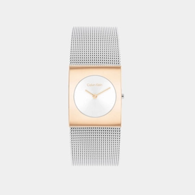 Women Quartz Silver White Dial Analog Mesh Watch 25100063
