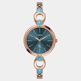 Women Quartz Teal Dial Analog Brass Watch TWEL18106