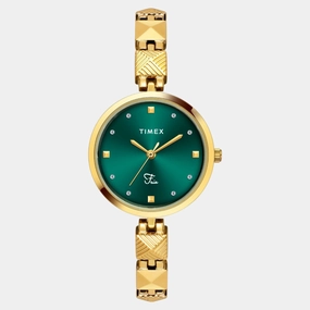 Women Quartz Teal Dial Analog Brass Watch TWEL18308