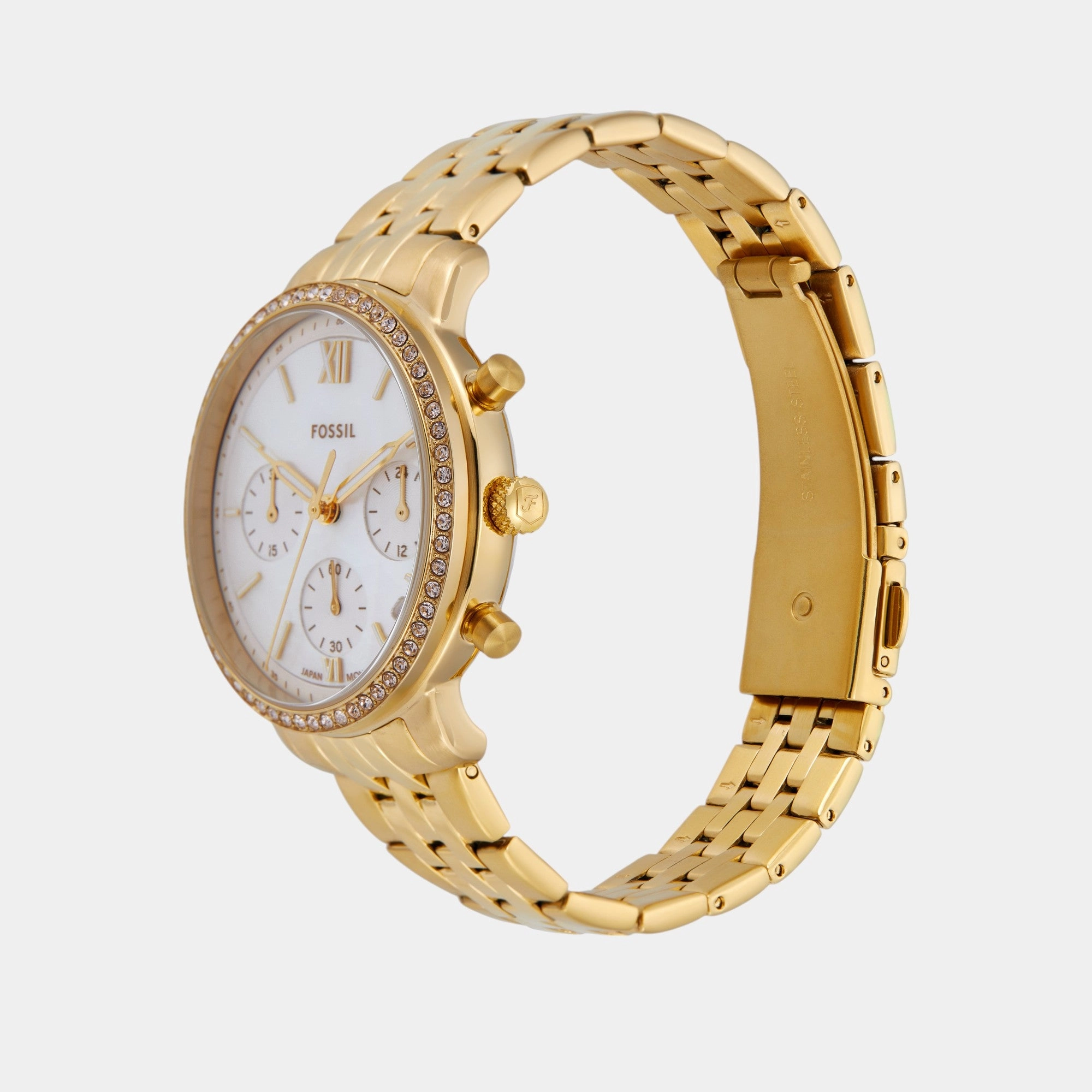 Women Quartz White Dial Chronograph Stainless Steel Watch ES5358