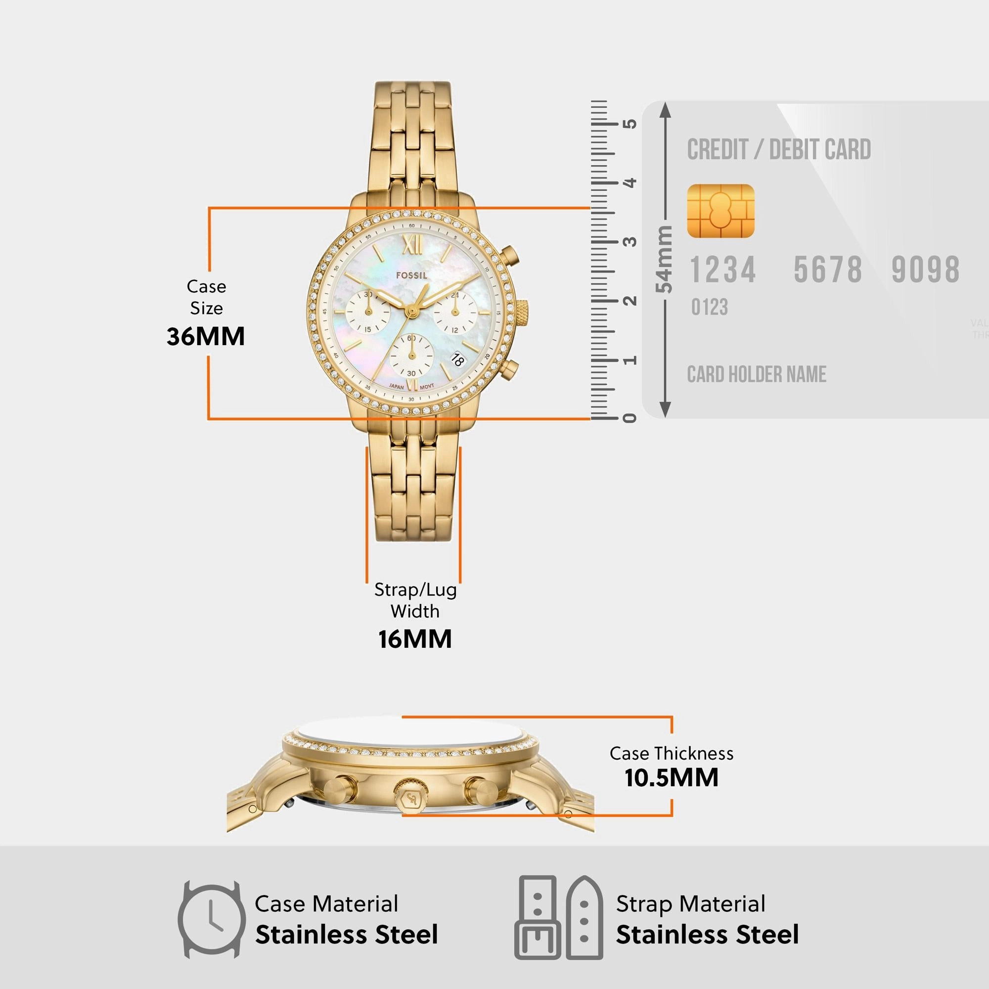 Women Quartz White Dial Chronograph Stainless Steel Watch ES5358