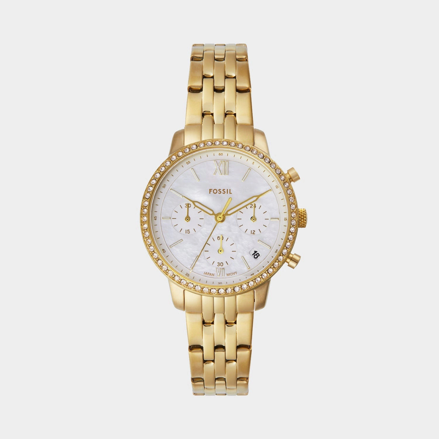 Women Quartz White Dial Chronograph Stainless Steel Watch ES5358