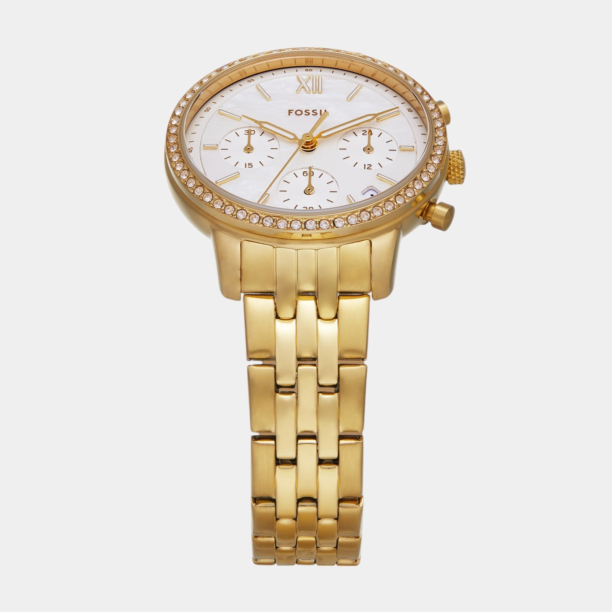 Women Quartz White Dial Chronograph Stainless Steel Watch ES5358