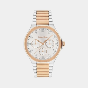 Women Quartz White Dial Multi-Function Stainless Steel Watch 25100052