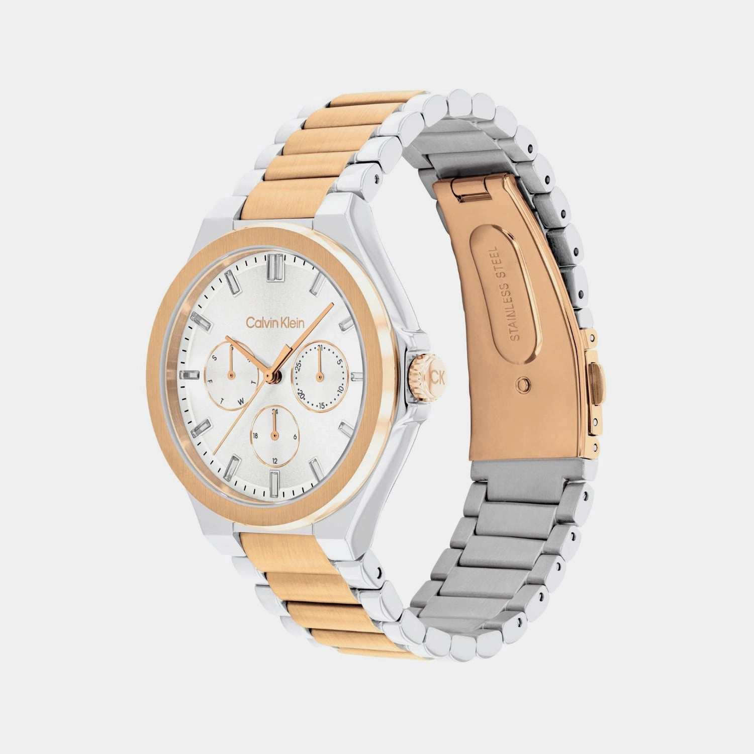 Women Quartz White Dial Multi-Function Stainless Steel Watch 25100052