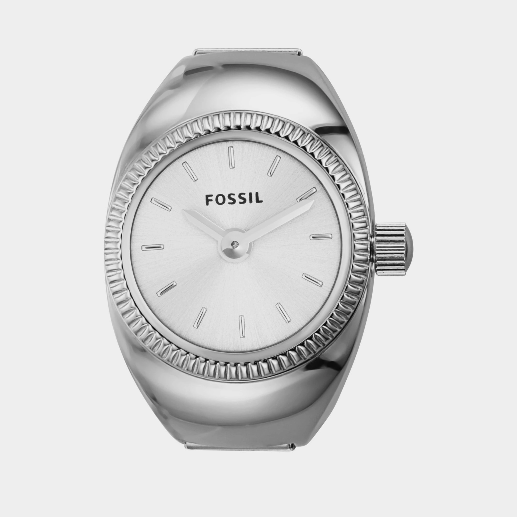 Women Quartz White Dial Ring Analog Stainless Steel Watch ES5245