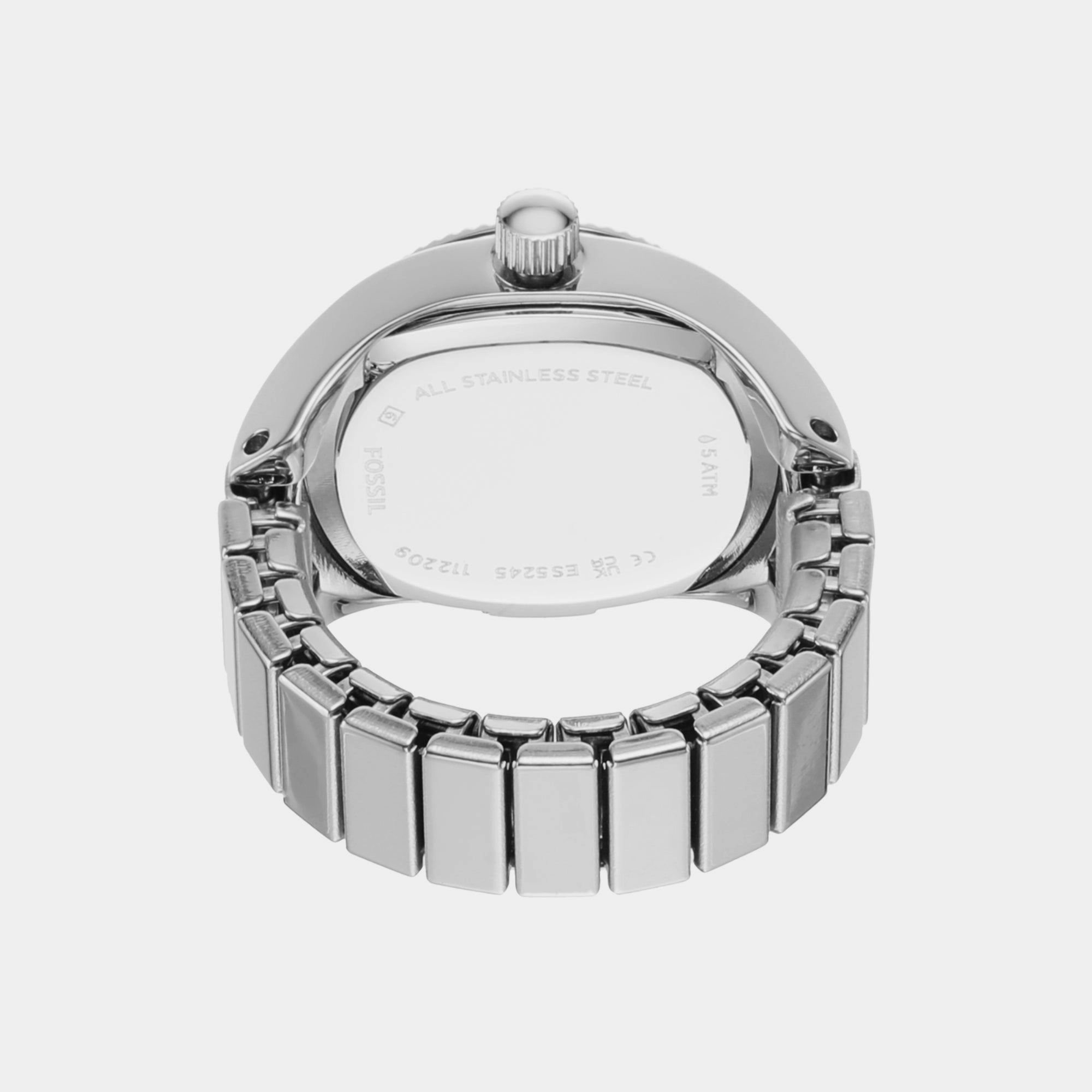 Women Quartz White Dial Ring Analog Stainless Steel Watch ES5245