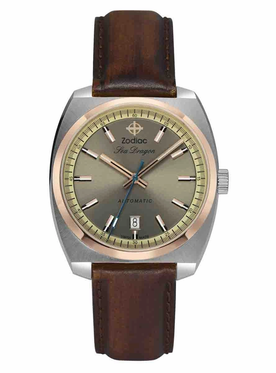 Zodiac SEA DRAGON Automatic Brown Leather Mens Watch ZO9911