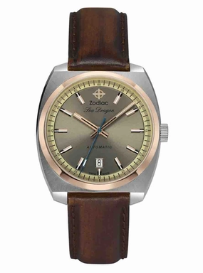 Zodiac SEA DRAGON Automatic Brown Leather Mens Watch ZO9911